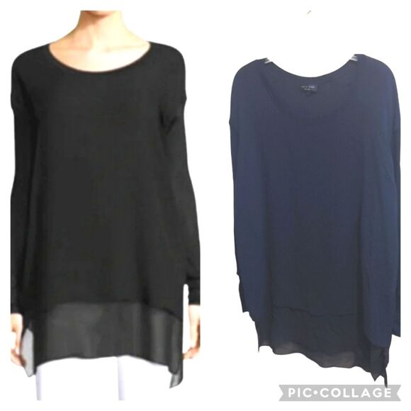 Rag & Bone Navy Blue Daria Layered Silk Tunic Top - Picture 2 of 10
